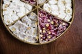 Turkish Delights on a wooden table. Royalty Free Stock Photo