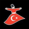 Turkish Dervish dance flat style vector illustration