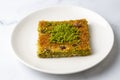 Turkish dessert antep kadayif - pistachio kadayif Royalty Free Stock Photo