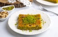 Turkish dessert antep kadayif - pistachio kadayif Royalty Free Stock Photo