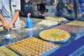 Turkish dessert baklava in the cookery