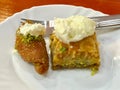 Turkish Dessert Baklava and Kalburabasti with Cream