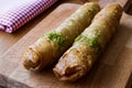 Turkish Dessert Fried Dough Roll with Pistachio / Sarma Tatlisi Royalty Free Stock Photo