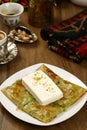 Turkish Dessert Katmer with coffee Royalty Free Stock Photo