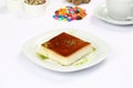 Turkish Dessert Kazandibi and coffee Royalty Free Stock Photo