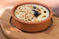 Turkish Dessert Rice Pudding Sutlac with Hazelnut Powder Royalty Free Stock Photo