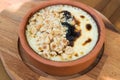 Turkish Dessert Rice Pudding Sutlac with Hazelnut Powder Royalty Free Stock Photo