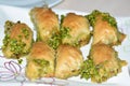 Turkish Dessert Sobiyet Baklava with Pistachio / Fistikli Baklava. Baklav, pastry