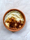 Turkish Dessert Sutlac Baked Rice Pudding Custard in Casserole Pot Royalty Free Stock Photo