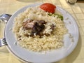 Turkish Dish Ankara Tava with Rice Pilaf / Pilaf with Lamb Meat