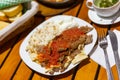 Turkish dish Iskender kebab.