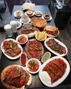 Turkish Doner Kebab with appetizer foods