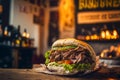 Turkish doner kebap lies on a table in a restaurant