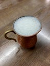 Ayran, turkish drink buttermilk on the restaurant table
