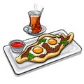 Turkish egg-topped flatbread Royalty Free Stock Photo