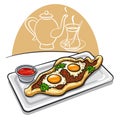 Turkish egg-topped flatbread Royalty Free Stock Photo