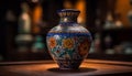 Turkish elegance in blue ancient amphora, ornate pottery, and craft decoration generated by AI