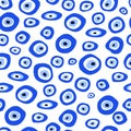 Turkish evil eye amulet seamless pattern. Blue Nazar talisman amulet repeat background. Vector lucky symbol print.