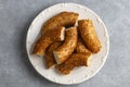 Turkish fast food bagel called Simit. Turkish bagel Simit with sesame. Bagel is traditional Turkish bakery food. Turkish name