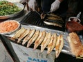 Turkish fast food - Balik Ekmek fish in bread in Istanbul.