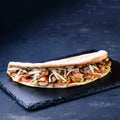turkish fast food - mushrooms and chicken in pita bread