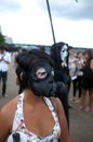 Turkish female protester with a gas mask