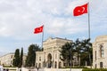 Turkish flag - against gray sky Royalty Free Stock Photo