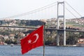 Turkish flag and the Bosphorus Bridge Royalty Free Stock Photo
