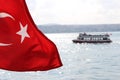 Turkish Flag in Bosphorus Istanbul, Turkey Royalty Free Stock Photo