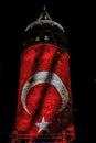 Turkish Flag Display on Galata Tower Royalty Free Stock Photo