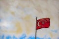 Turkish flag on flagpole and flag wave Royalty Free Stock Photo