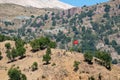 The Turkish Flag flying in a mountain village Royalty Free Stock Photo