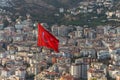 Turkish flag flying over the city of Alanya Royalty Free Stock Photo