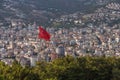 Turkish flag flying over the city of Alanya Royalty Free Stock Photo