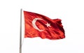 Turkish flag and isolated white background Royalty Free Stock Photo