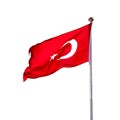 Turkish flag isolated white background Royalty Free Stock Photo