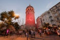 Turkish Flag light show on the Galata Tower Royalty Free Stock Photo