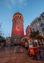 Turkish Flag light show on the Galata Tower Royalty Free Stock Photo