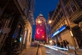 Turkish Flag light show on the Galata Tower Royalty Free Stock Photo