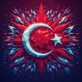 Turkish flag in Low Poly style Royalty Free Stock Photo