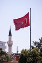 Turkish flag and minaret Royalty Free Stock Photo