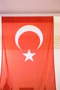 turkish flag in a restaurant in a turkey hotel Royalty Free Stock Photo