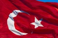 Turkish Flag or Turk Bayragi. Waving Turkish Flag in full frame view Royalty Free Stock Photo