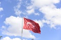 Turkish flag wave on sky Royalty Free Stock Photo