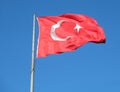 Turkish flag waving in the blue sky, Istanbul Royalty Free Stock Photo