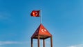 Turkish flag waving at blue sky Royalty Free Stock Photo