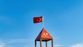 Turkish flag waving at blue sky Royalty Free Stock Photo