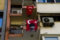 Turkish flags and Mustafa Kemal Ataturk images at the balconies.