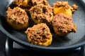 Turkish Food Baked Potato Casserole with Minced Meat in Pan  Patates Oturtma Royalty Free Stock Photo