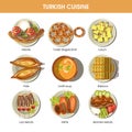 Turkish food cuisine vector icons for restaurant menu Royalty Free Stock Photo